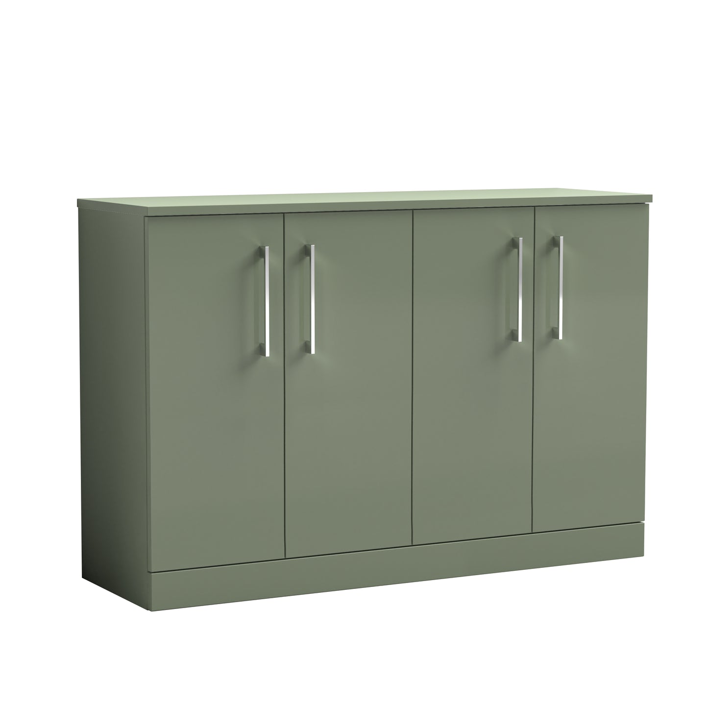 Nuie Arno 1205mm Satin Green 2 Door Floor Standing Vanity Unit With D Shape Handles