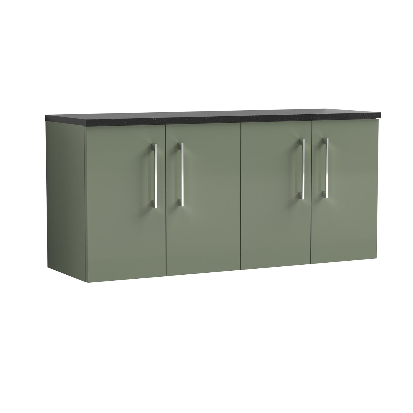 Nuie 1200mm Satin Green Wall Hung Vanity Unit With Laminate Worktop & Handles