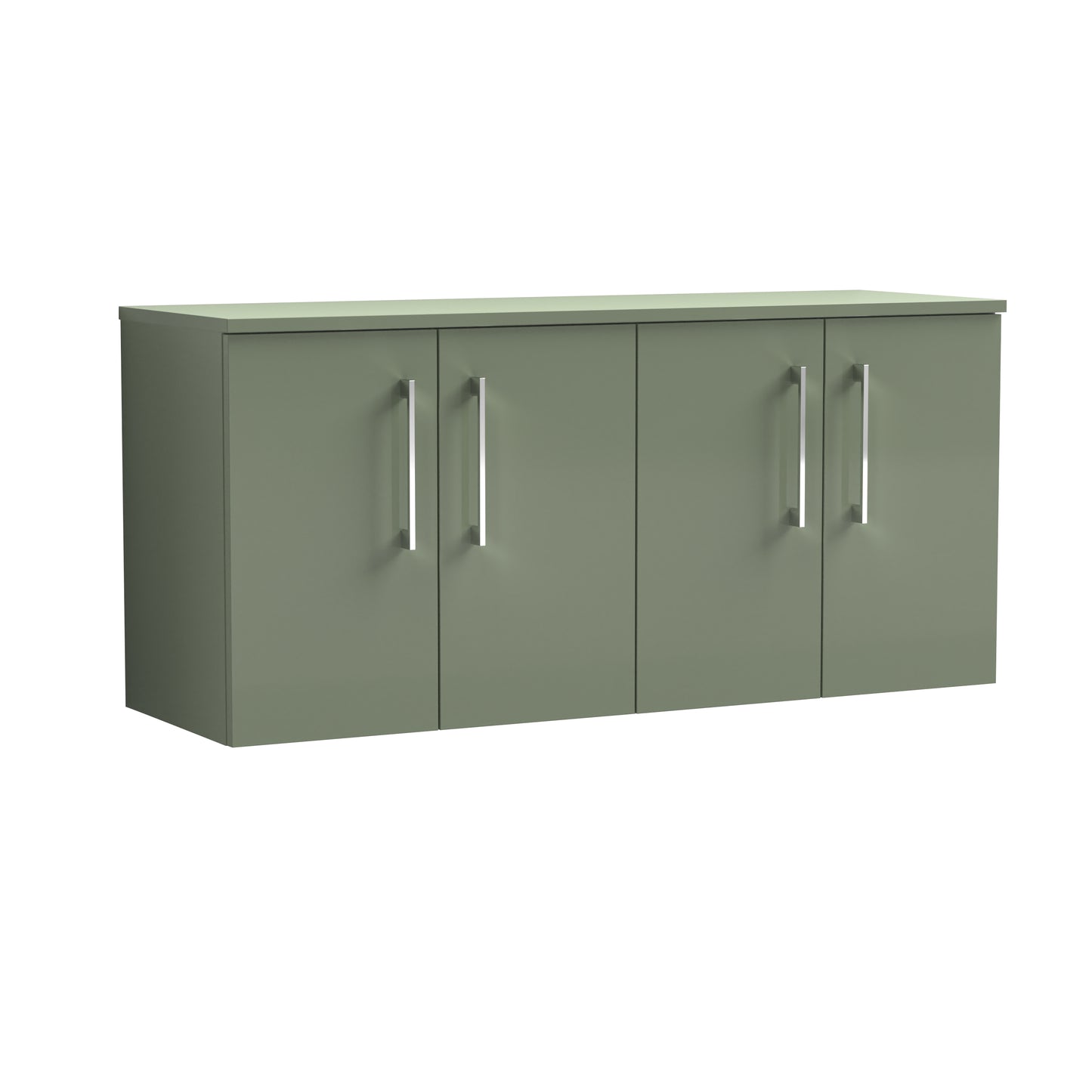 Nuie 1205mm Satin Green 2-Door Wall Hung Vanity Unit With Worktop