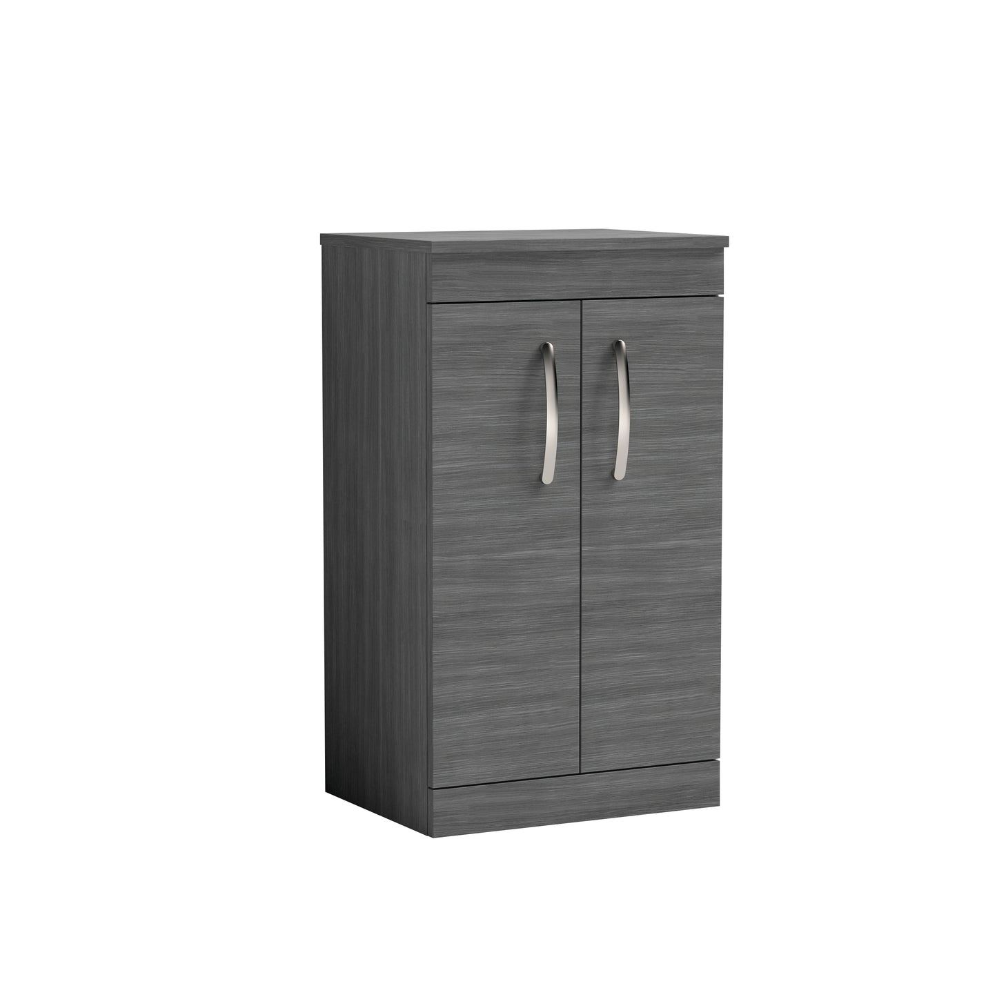 Nuie Athena 500mm Anthracite Woodgrain Floor Standing 2 Door Vanity Unit With Worktop