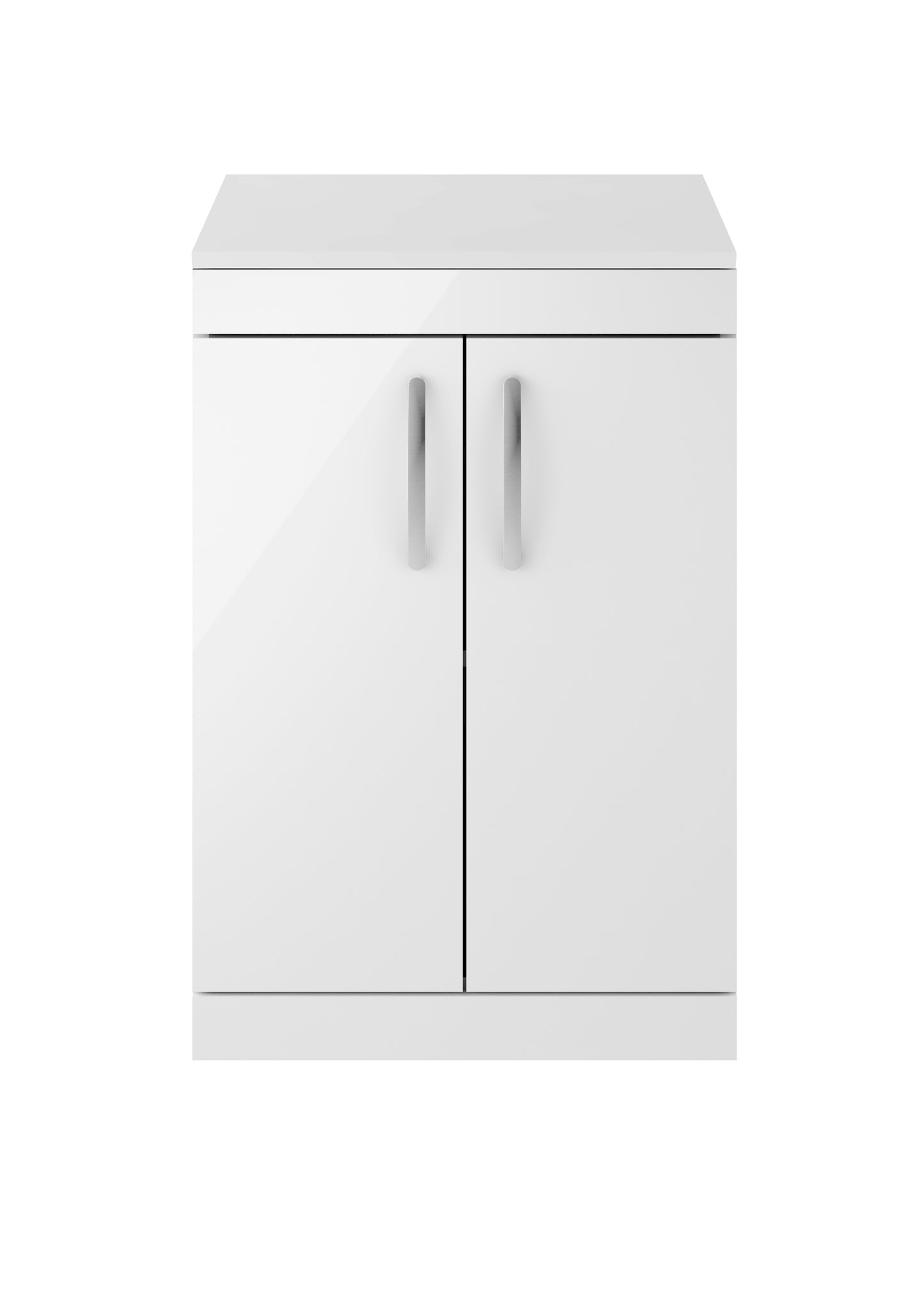 Nuie Athena 600mm Floor Standing Gloss White 2 Door Vanity Unit With Worktop