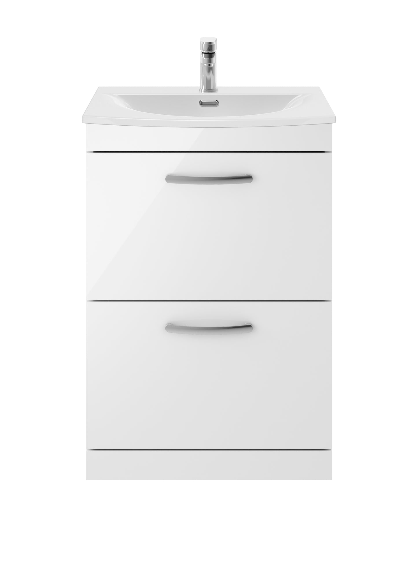 Nuie Athena 600mm Floor Standing 2 Drawer Vanity Unit With 1 Tap Hole Basin