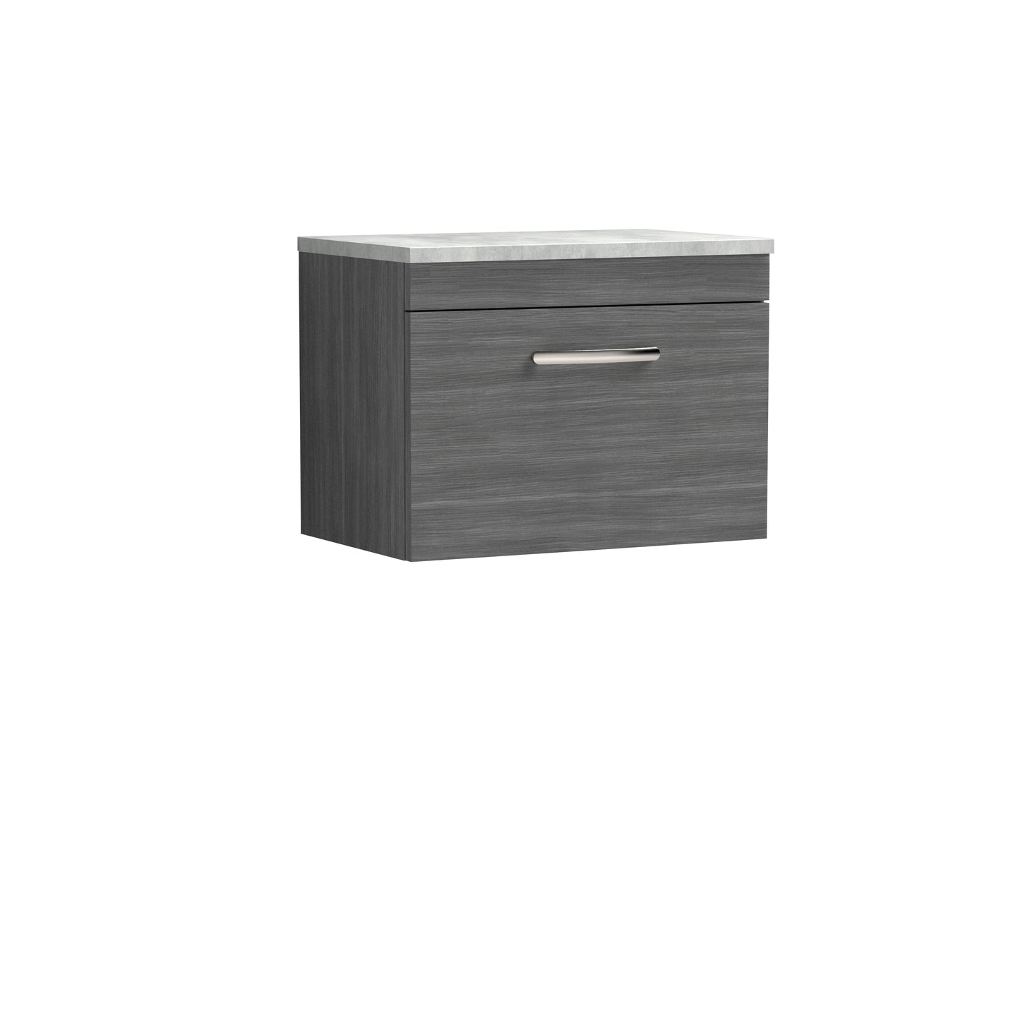 Nuie Athena 600mm Wall Hung Single Drawer Vanity Unit With Laminate Worktop