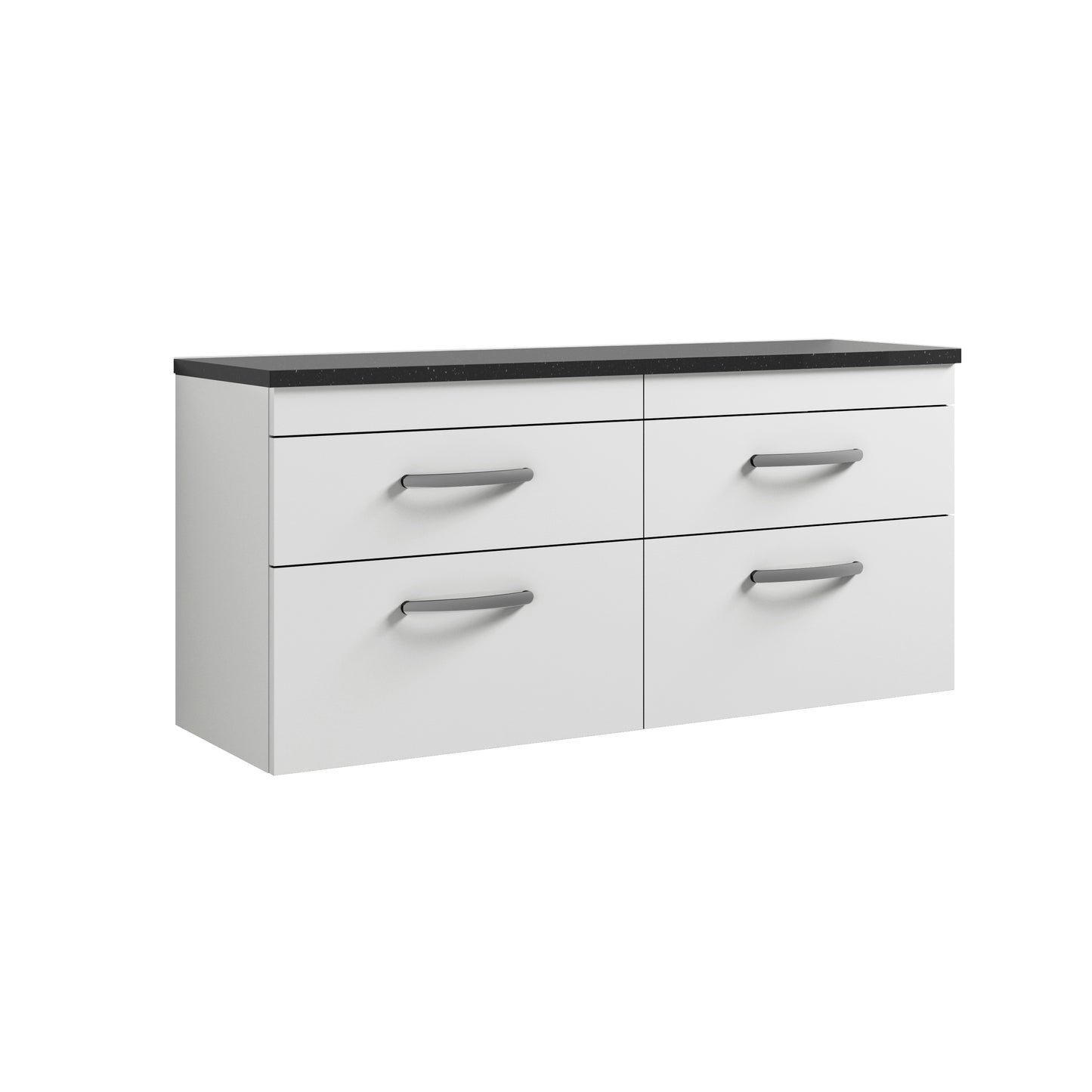 Nuie 1200mm Wall Hung Gloss White 4-Drawer Unit With Laminate Worktop