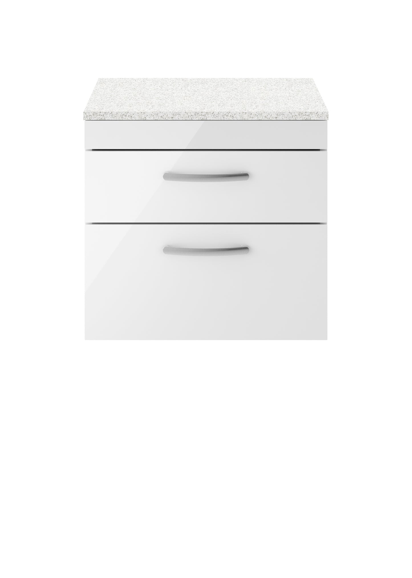 Nuie Athena 600mm Wall Hung 2 Drawer Vanity Unit With Sparkling White Worktop