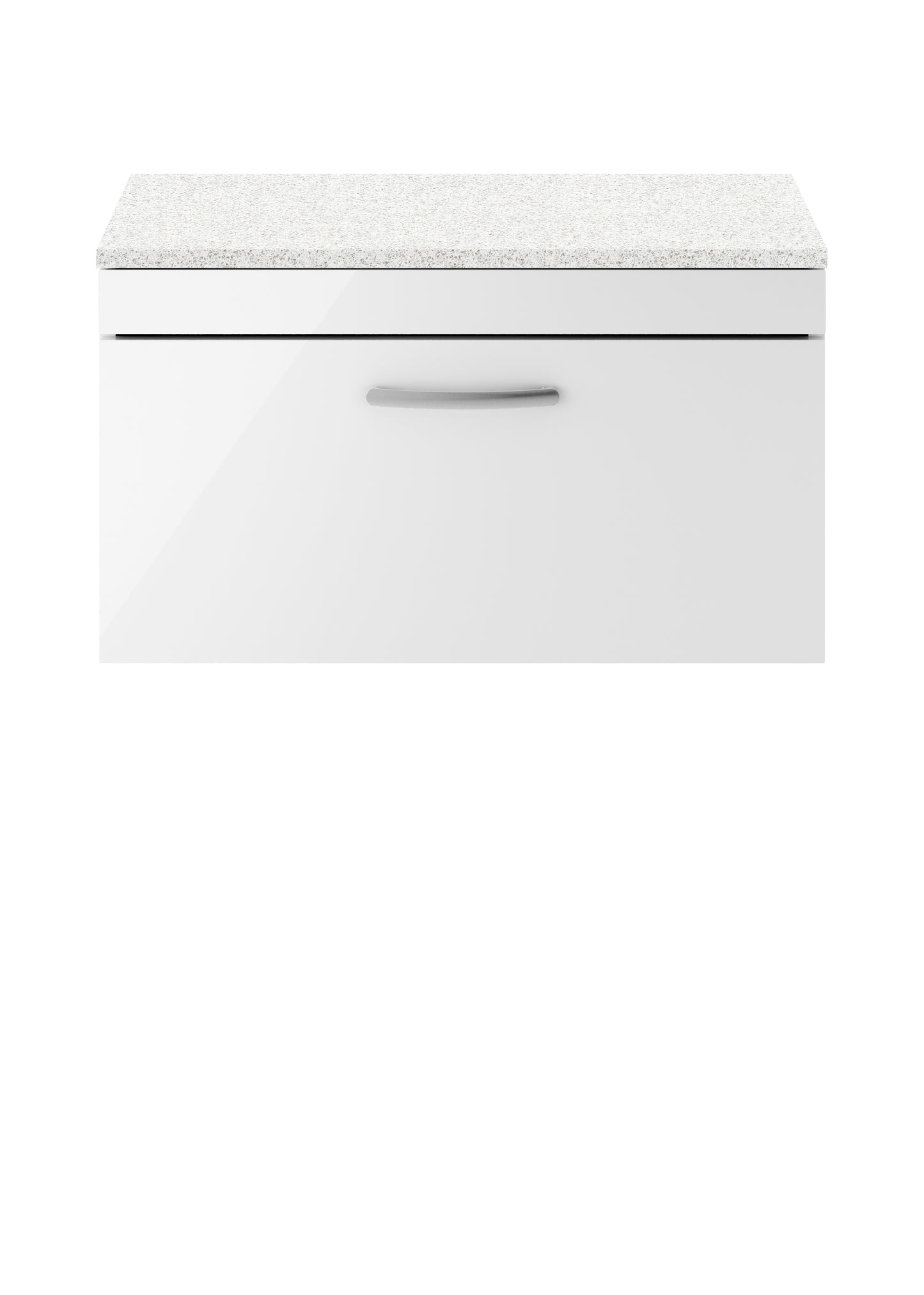Nuie Athena 800mm Gloss White Wall Hung Single Drawer Vanity Unit With Worktop & Handle