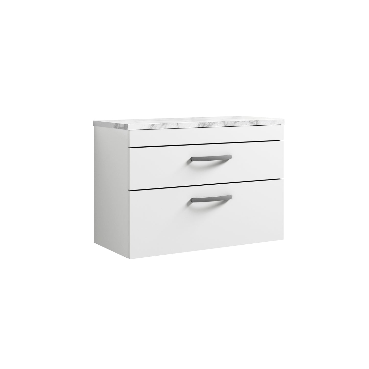 Nuie 800mm Wall Hung 2-Drawer Vanity Unit With Laminate Worktop