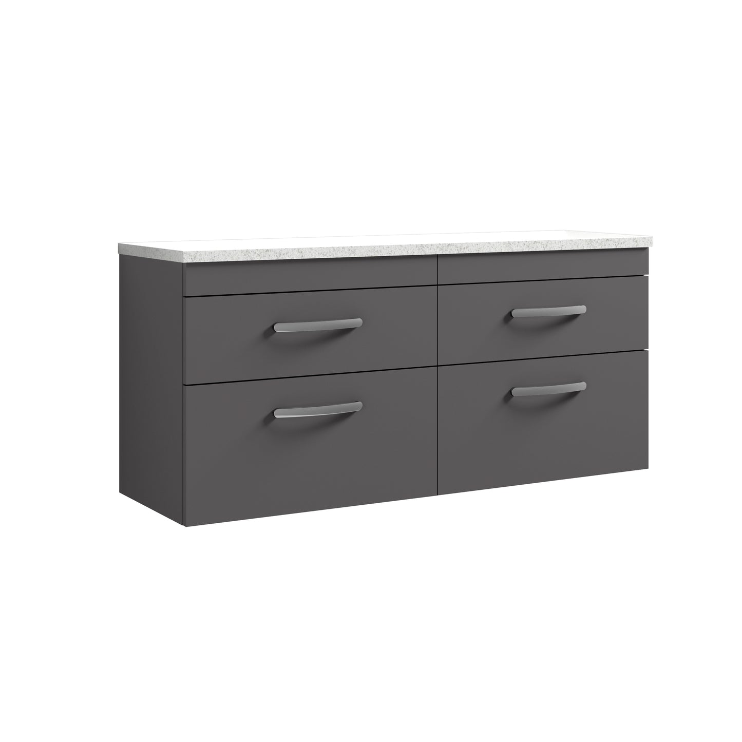 Nuie 1200mm Wall Hung 4-Drawer Unit With Laminate Worktop & Handles