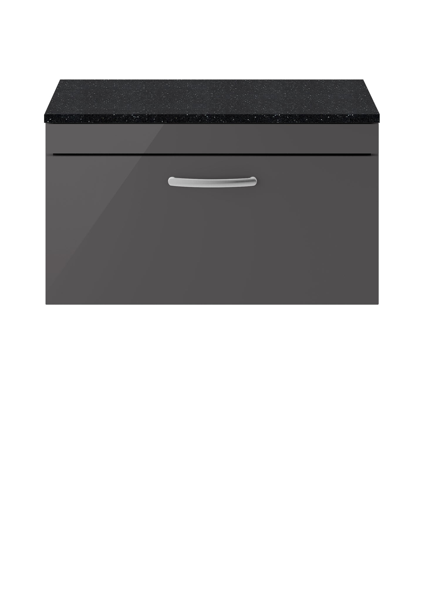 Nuie Athena 800mm Wall Hung Gloss Grey Vanity Unit With Soft Close Drawers & Worktop