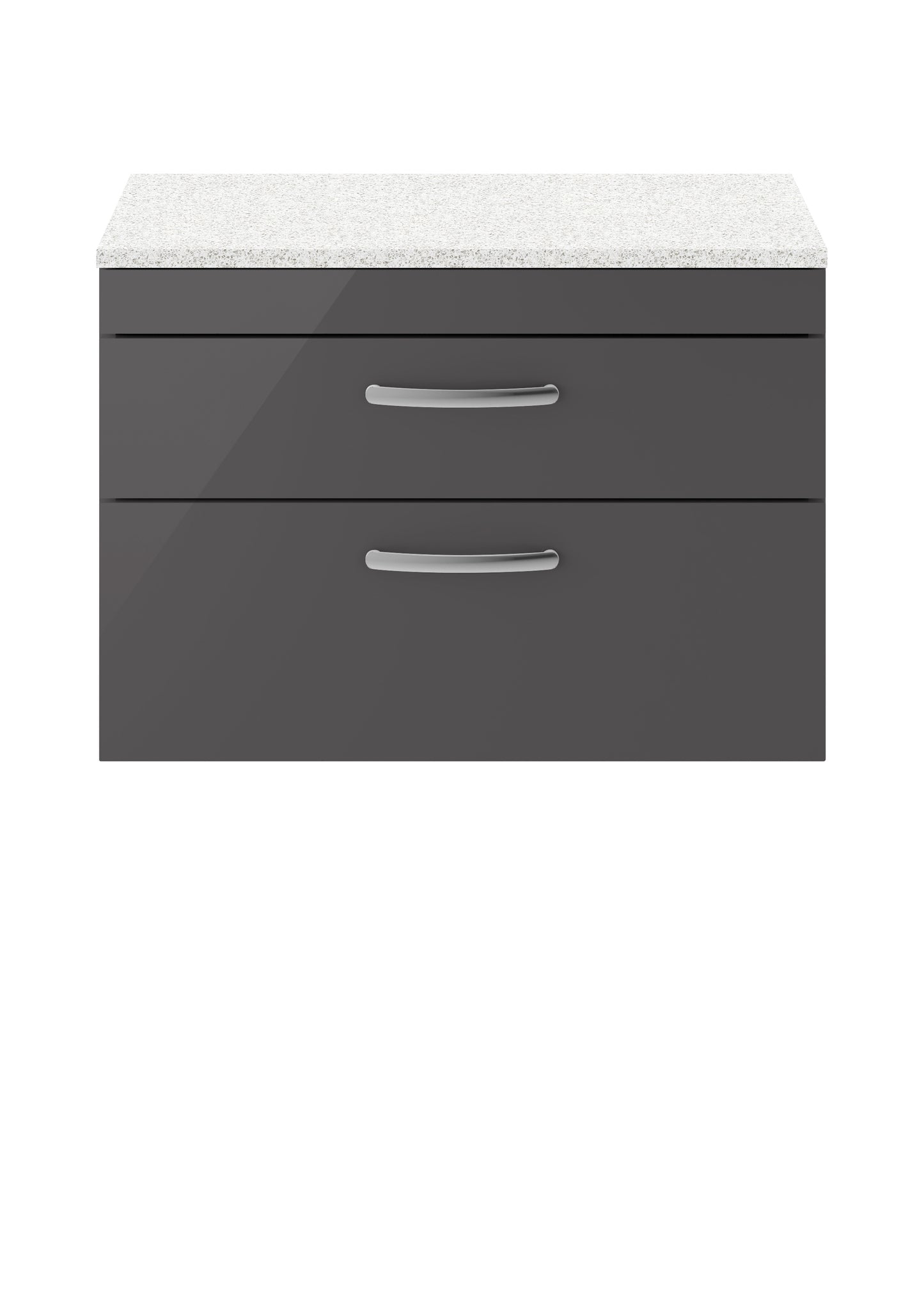 Nuie Athena 800mm Gloss Grey Wall Hung Vanity Unit With Sparkling White Laminate Worktop With Soft Close Drawers