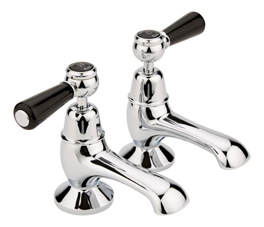 Black Topaz With Lever Handle Bath Taps