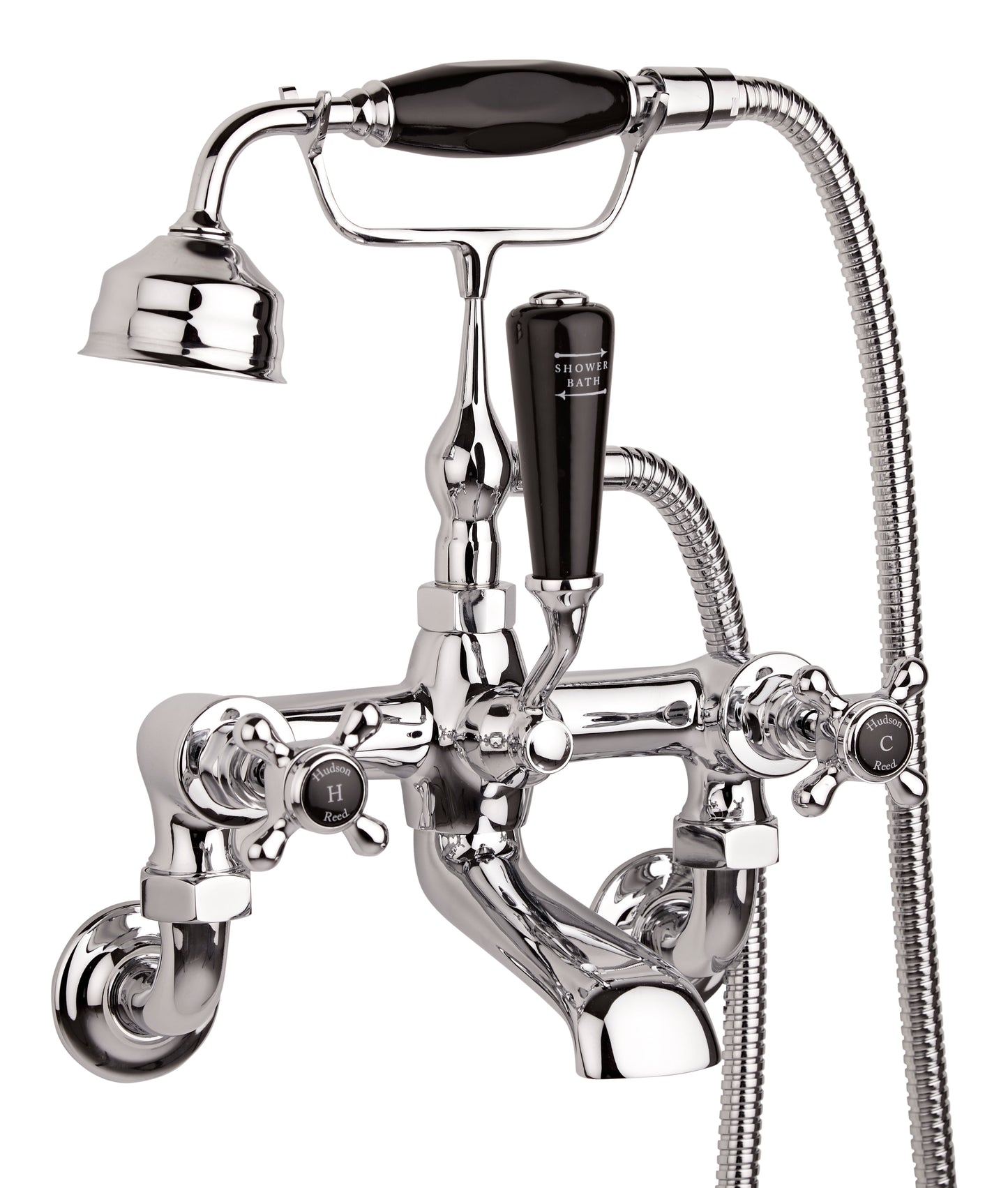 Black Topaz With Crosshead Handle Wall Mounted Bath Shower Mixer