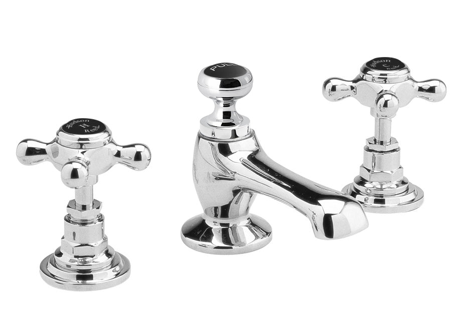 Black Topaz With Crosshead Handle 3 Tap Hole Basin Mixer