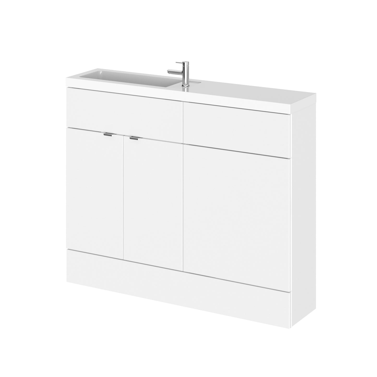 Hudson Reed Fusion 1105mm Gloss White Compact Floor Standing 2 Door Vanity Basin & Toilet Combination Unit