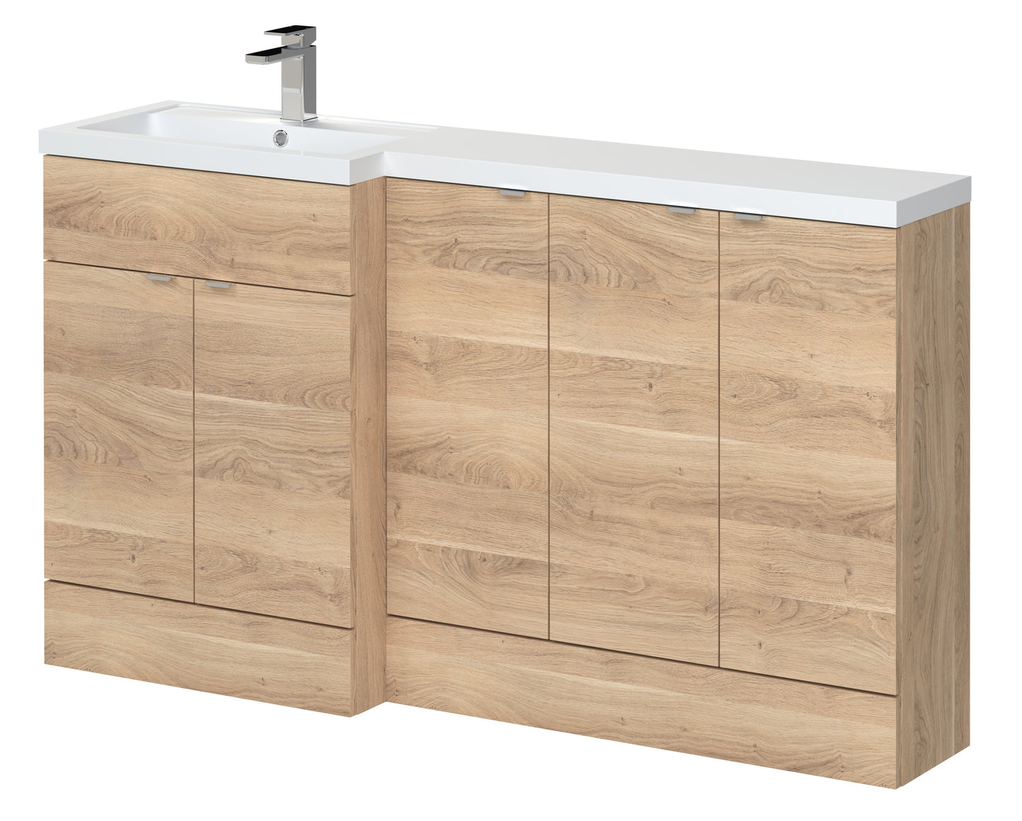 Hudson Reed Fusion 1500mm Left Hand Bleached Oak Combination Vanity Unit With Basin & 1 Tap Hole