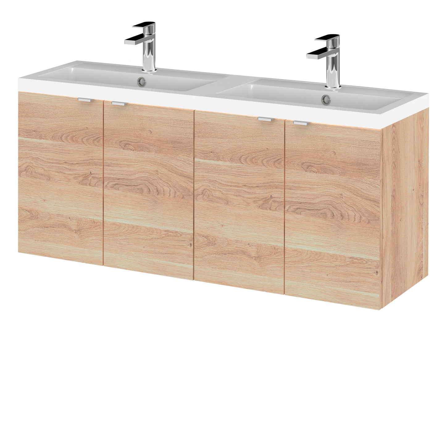 Hudson Reed Fusion 1200mm Wall Hung 4-Door Vanity Unit with Double Basin