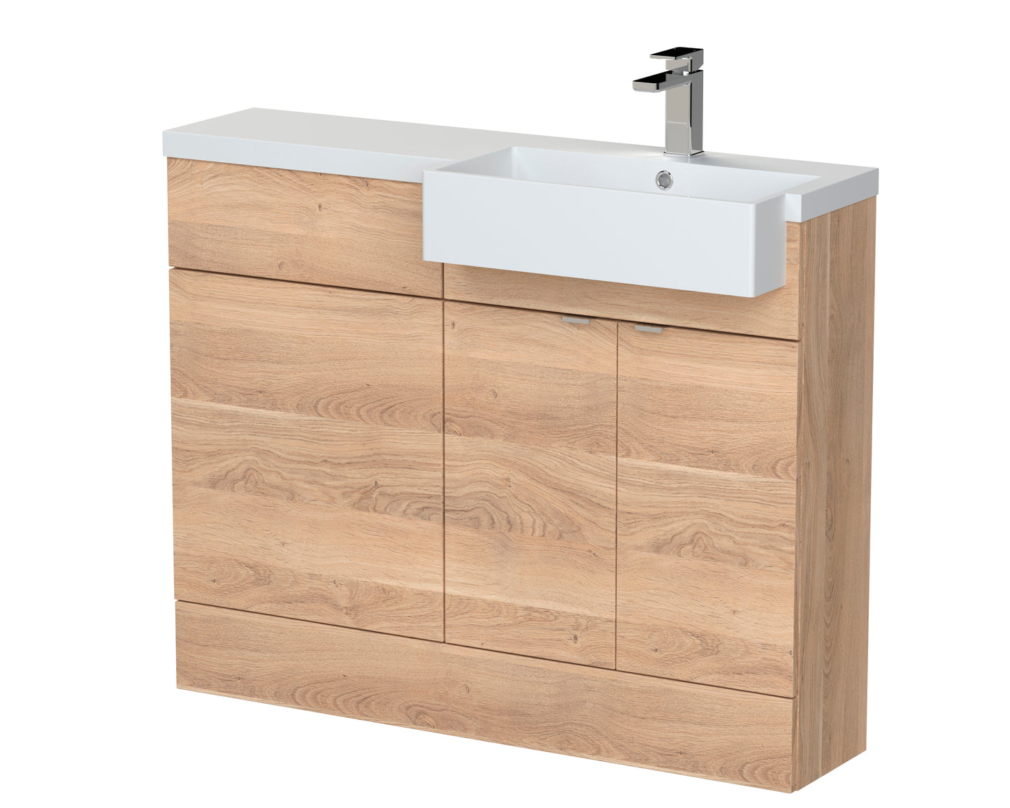 Hudson Reed Fusion 1100mm Bleached Oak Combination Unit with Semi Recessed Basin & Soft Close Doors