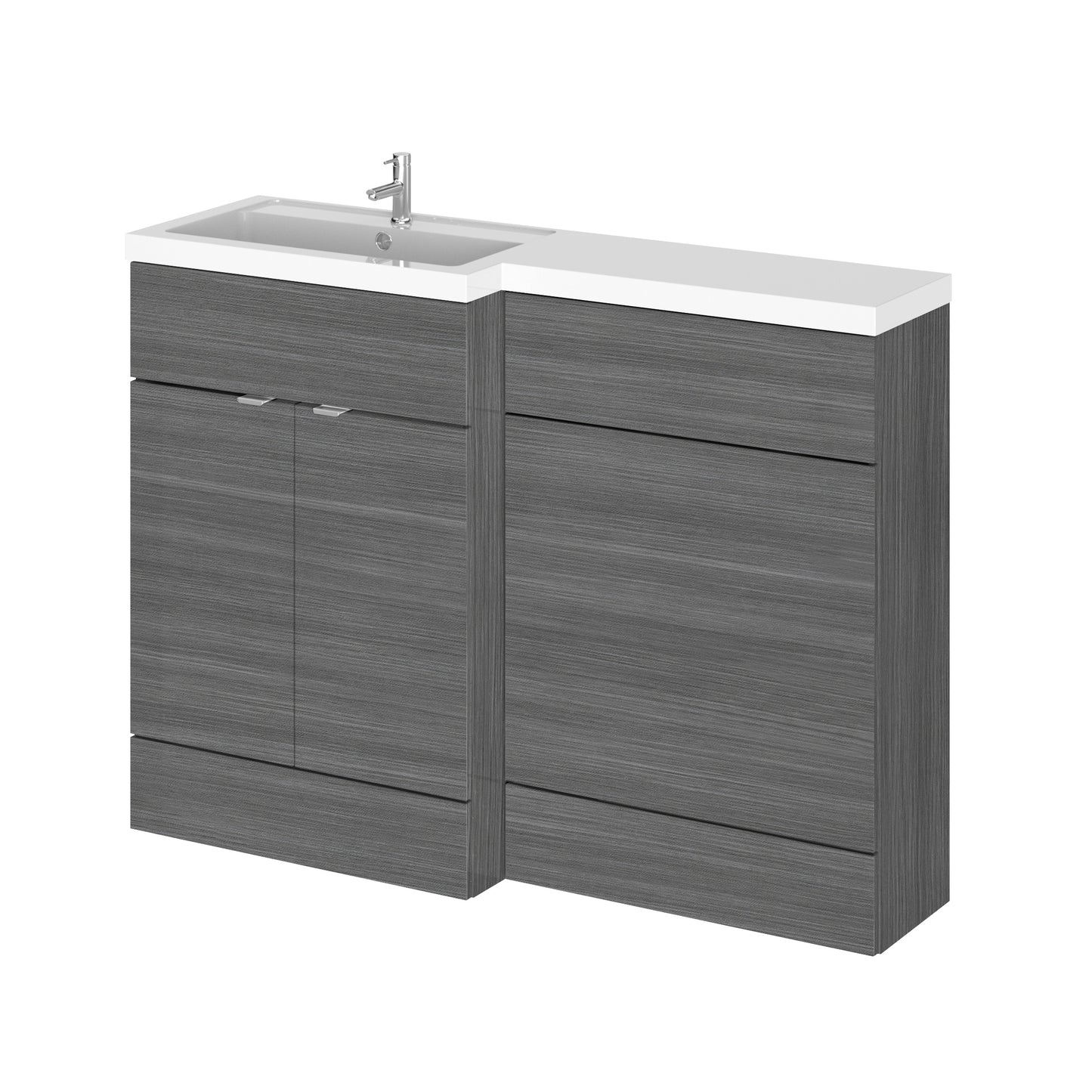 Hudson Reed Fusion 1200mm Anthracite Woodgrain Floor Standing Left Hand Vanity Basin & Toilet Combination