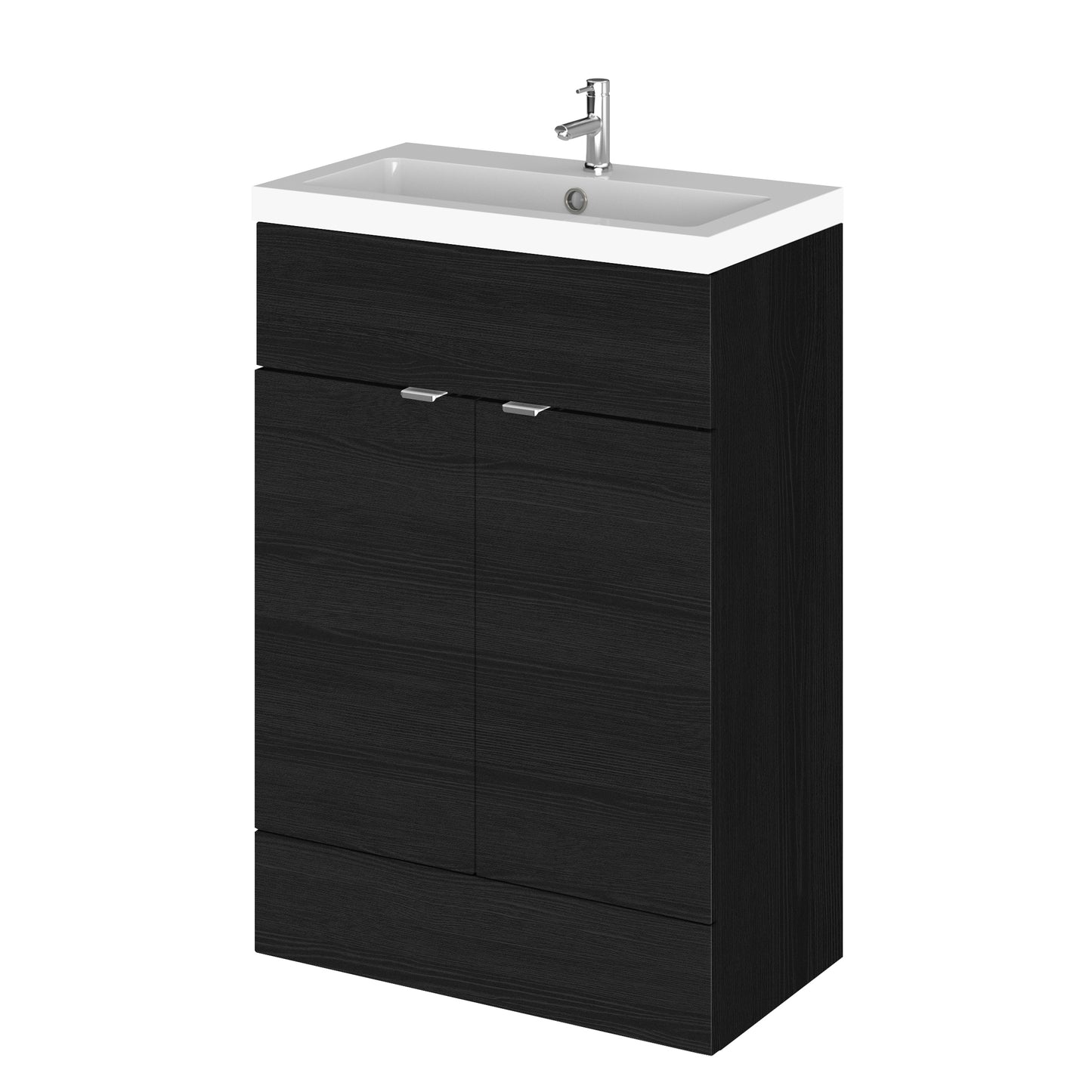 Hudson Reed Fusion 600mm Floor Standing 2 Door Vanity Unit & Polymarble Basin With Handles