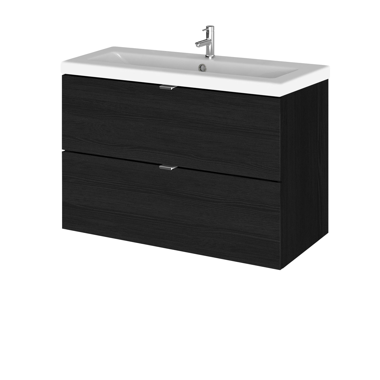 Hudson Reed Fusion 805mm Charcoal Black Wall Hung 2 Drawer Vanity Unit with Ceramic Basin & Soft Close Drawers