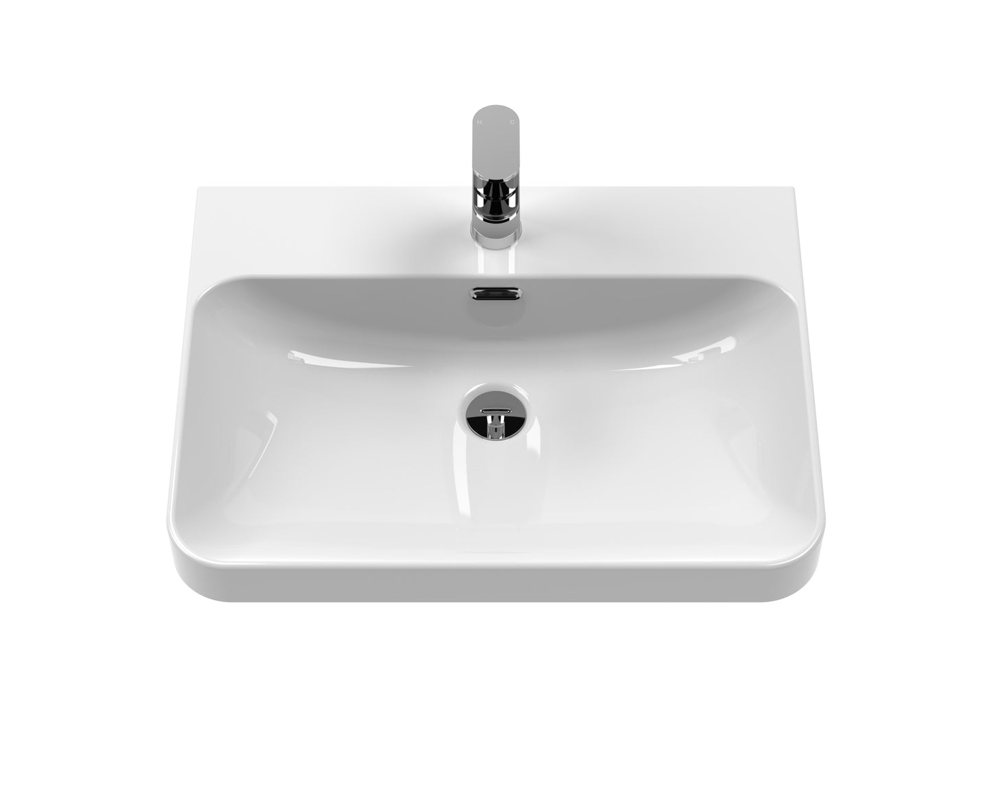 Synergy Gero 600mm Curved Thin Edge Basin- 1 Tap Hole - White