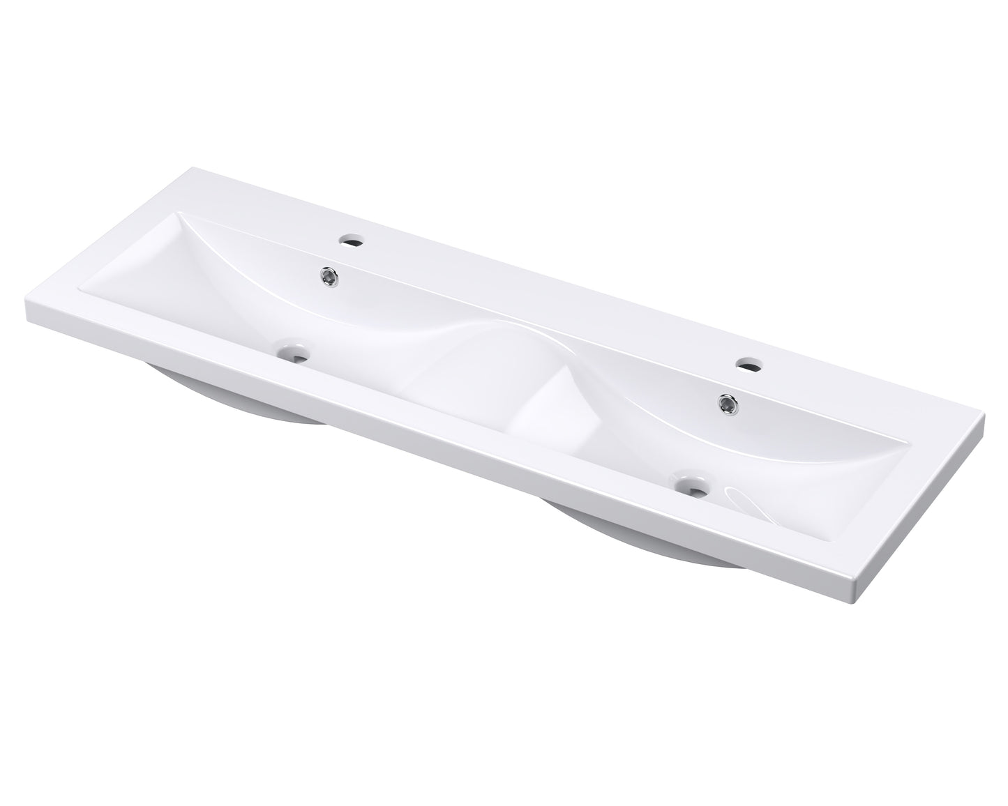 Synergy Omerg 1200mm Double Basin- 1 Tap Hole - White