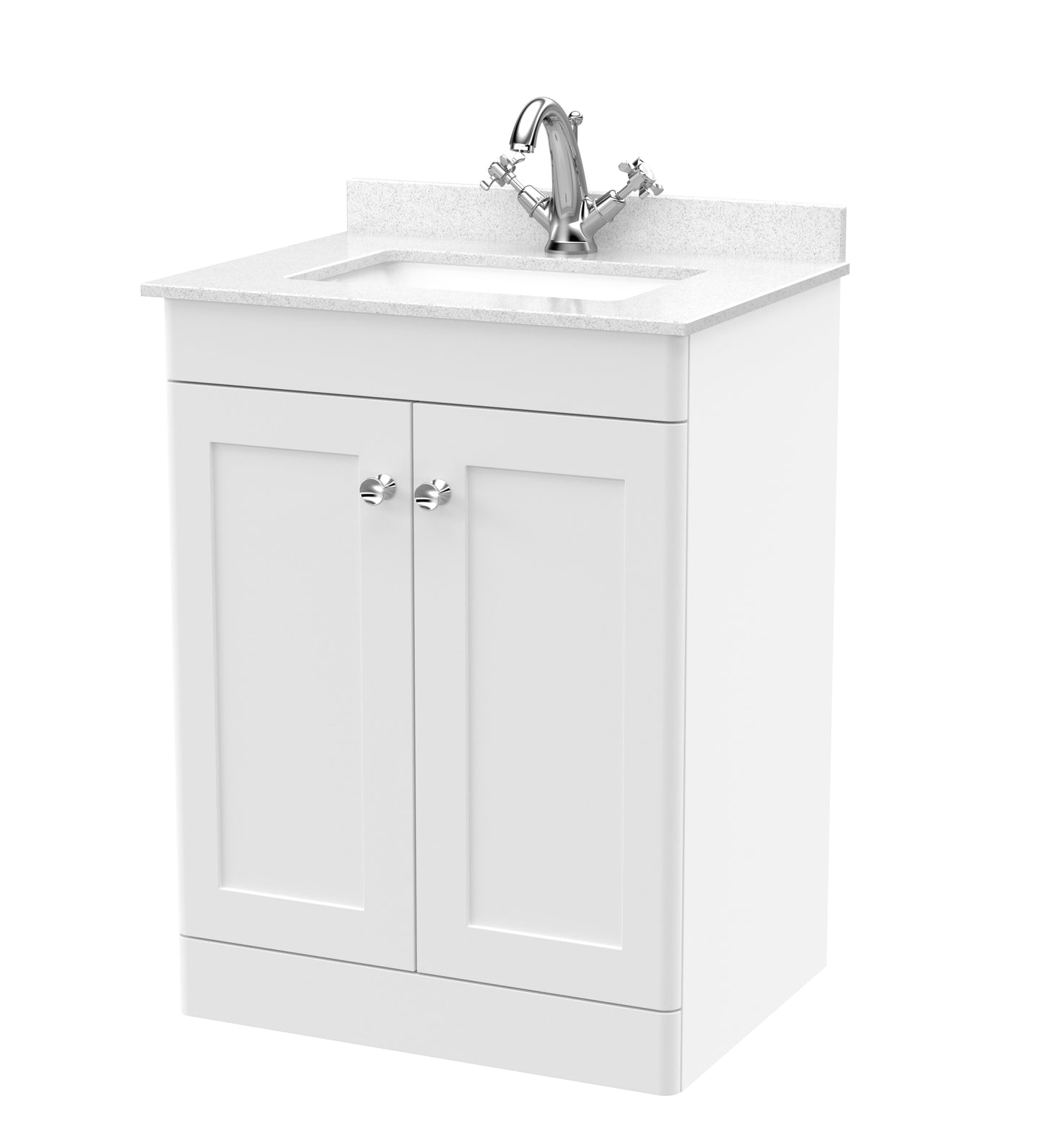 Classique 600mm Floor Standing 2 Door Bathroom Vanity Unit with Marble Top by Nuie