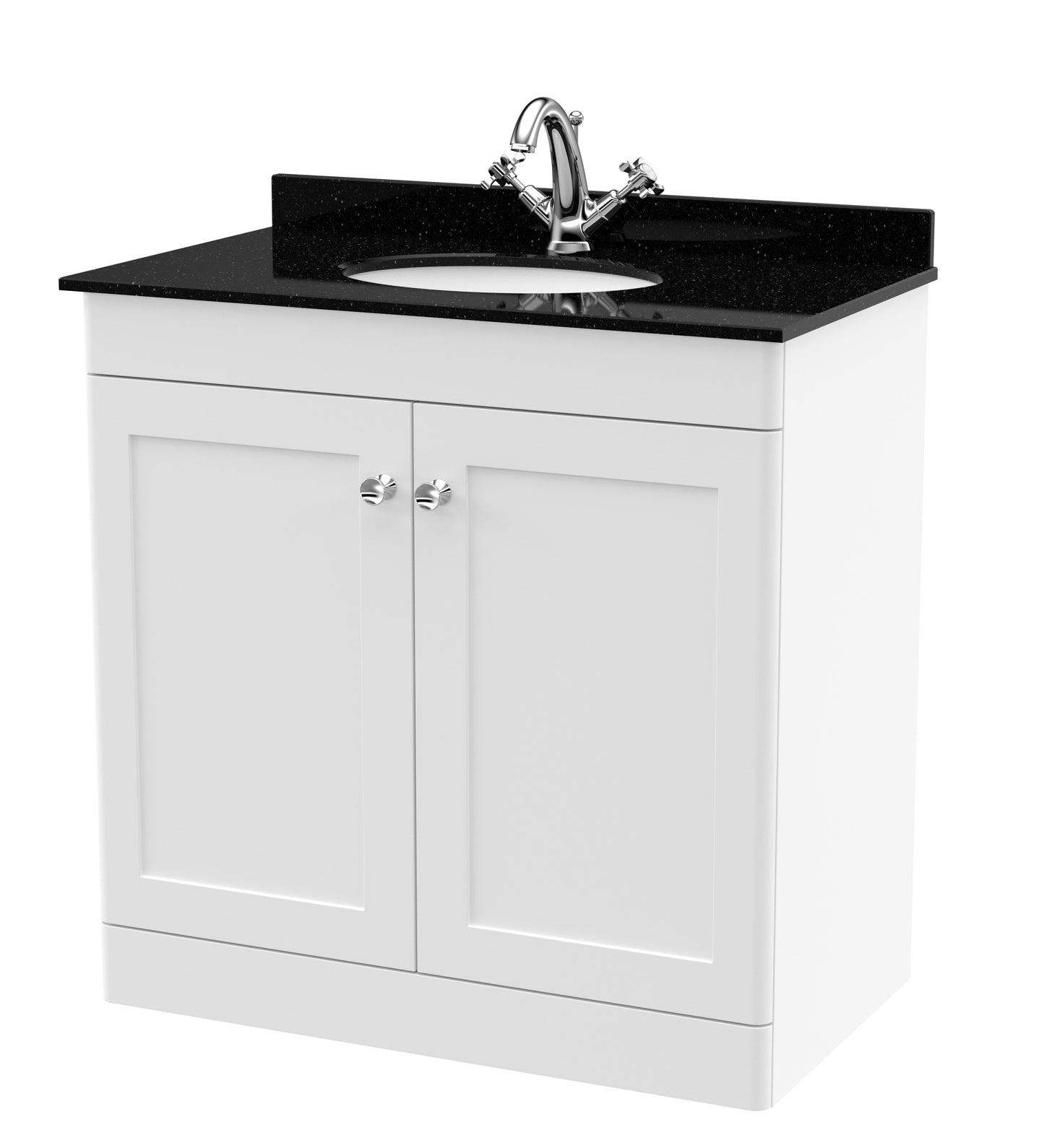 Classique 820mm Floor Standing 2 Door Vanity Unit with Marble Top by Nuie