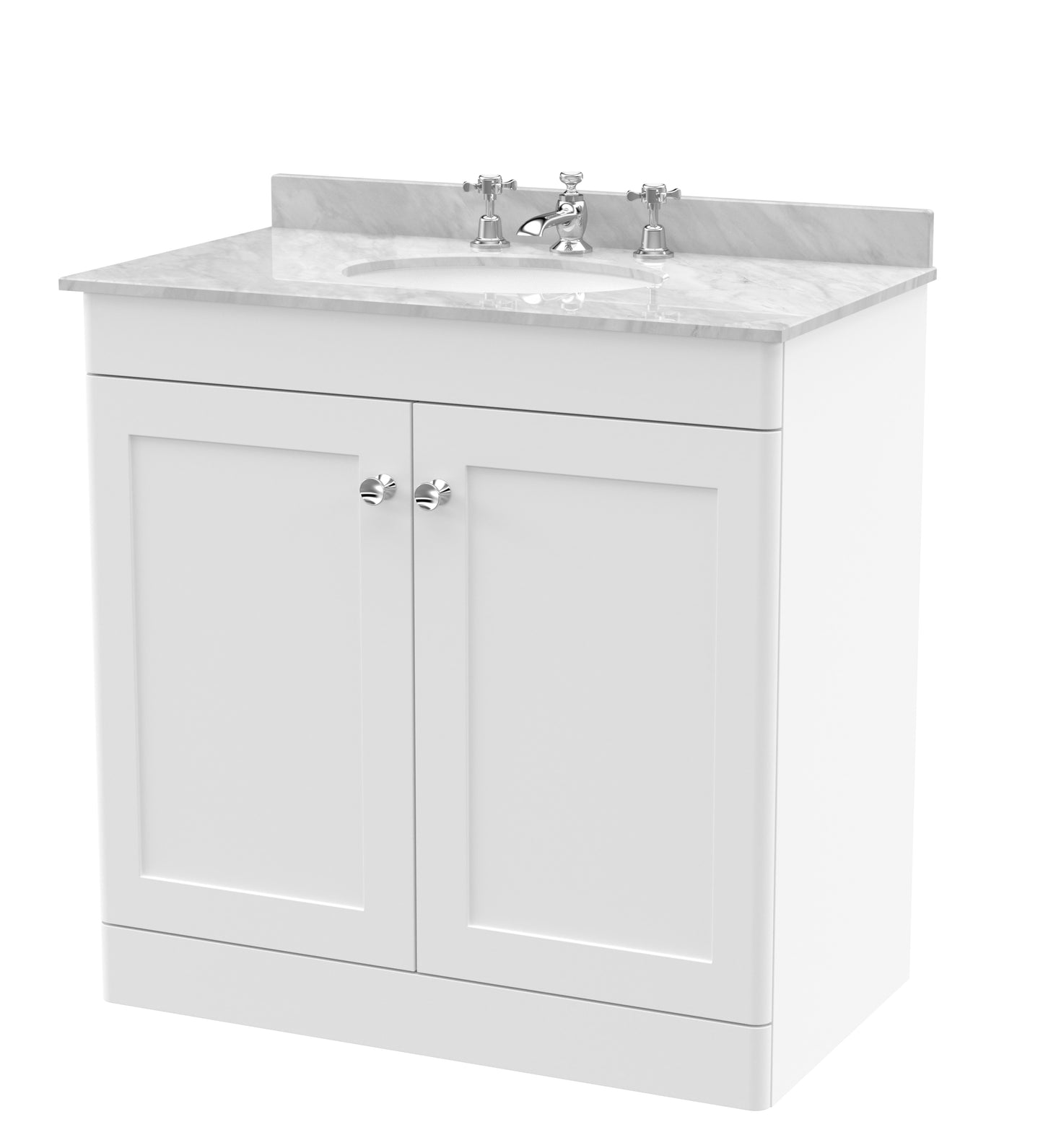 Classique 820mm Floor Standing 2 Door Vanity Unit with Marble Top by Nuie