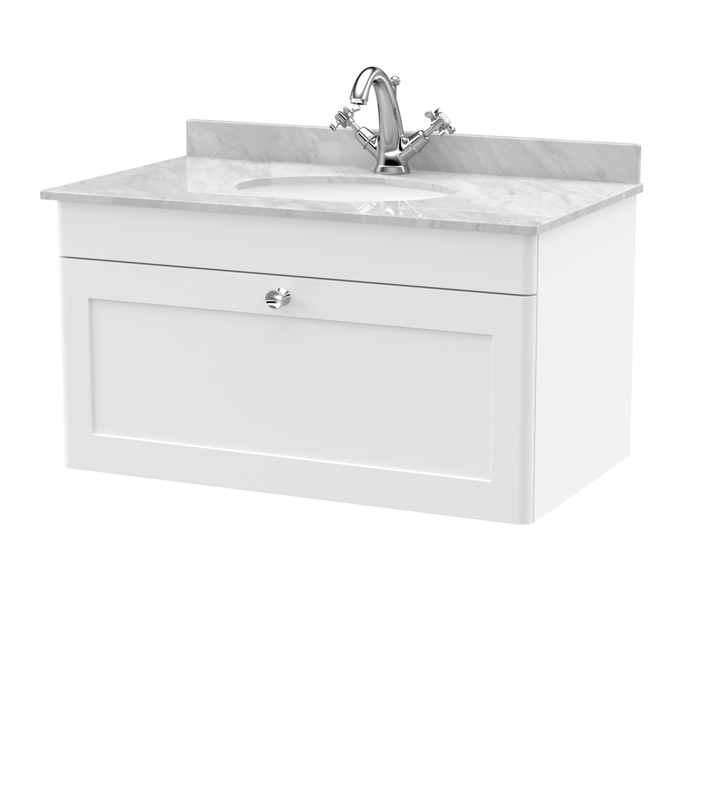 Classique 800mm Wall Hung 1 Drawer Vanity Unit with Marble Top by Nuie