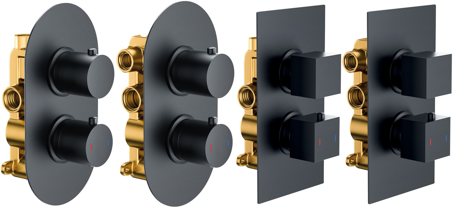 Black Twin Thermostatic Valve (SY-CVQ01K)