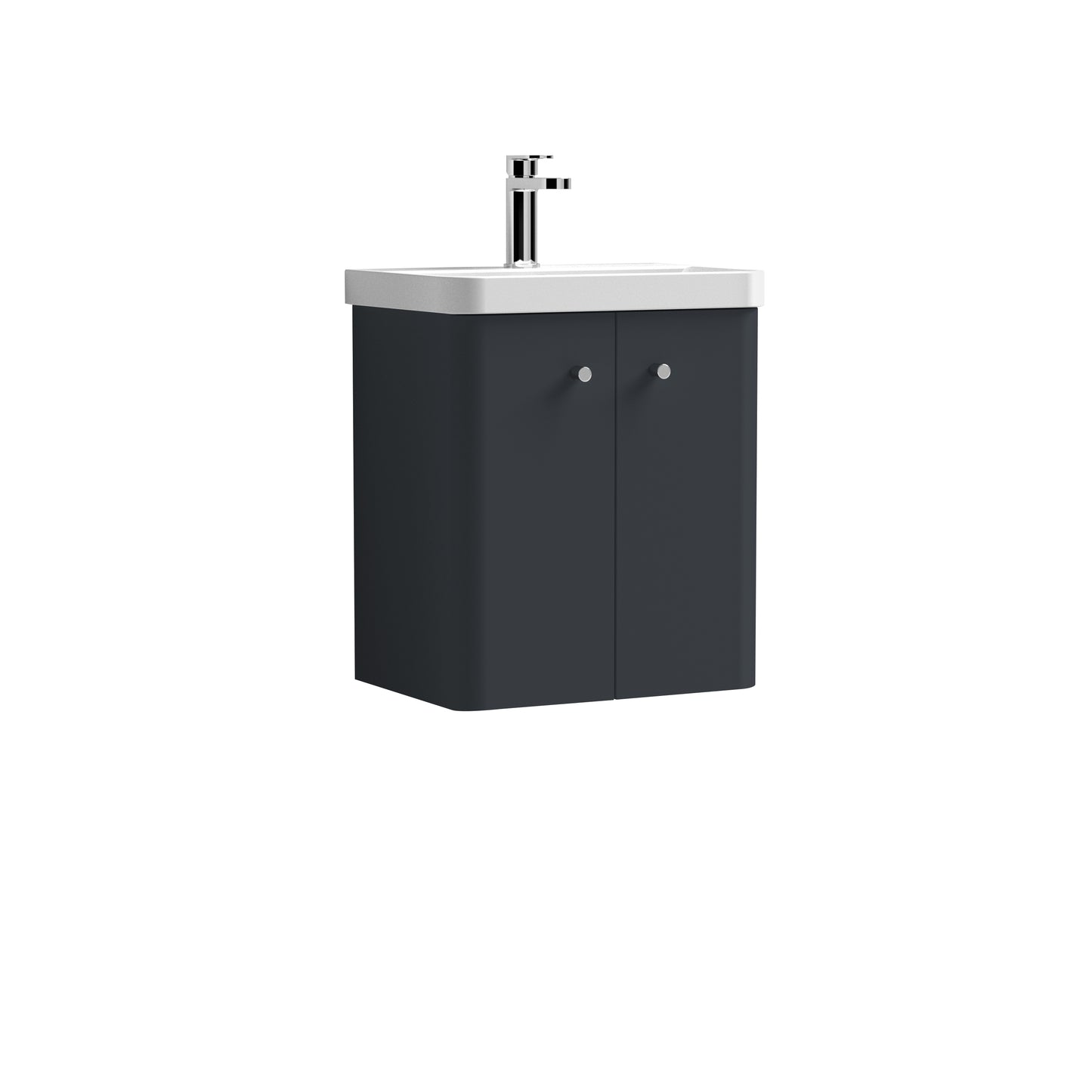 Nuie Core 505mm Wall Hung 2 Door Soft Close Vanity Basin Unit with Ceramic Basin