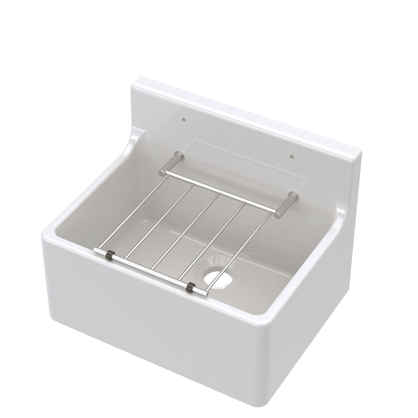 Fireclay Cleaner Sink with Grid 515mm x 382mm x 393mm