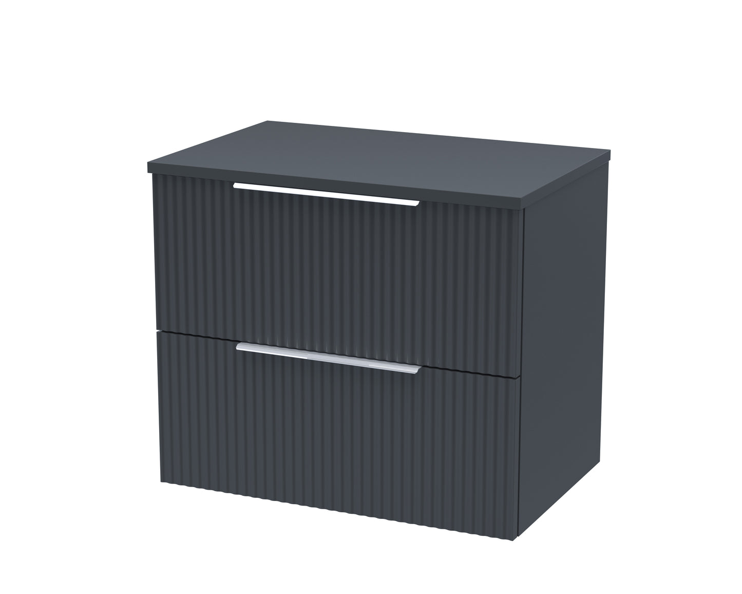 Hudson Reed Fluted 600mm Wall Hung 2-Drawer Vanity Unit With Worktop