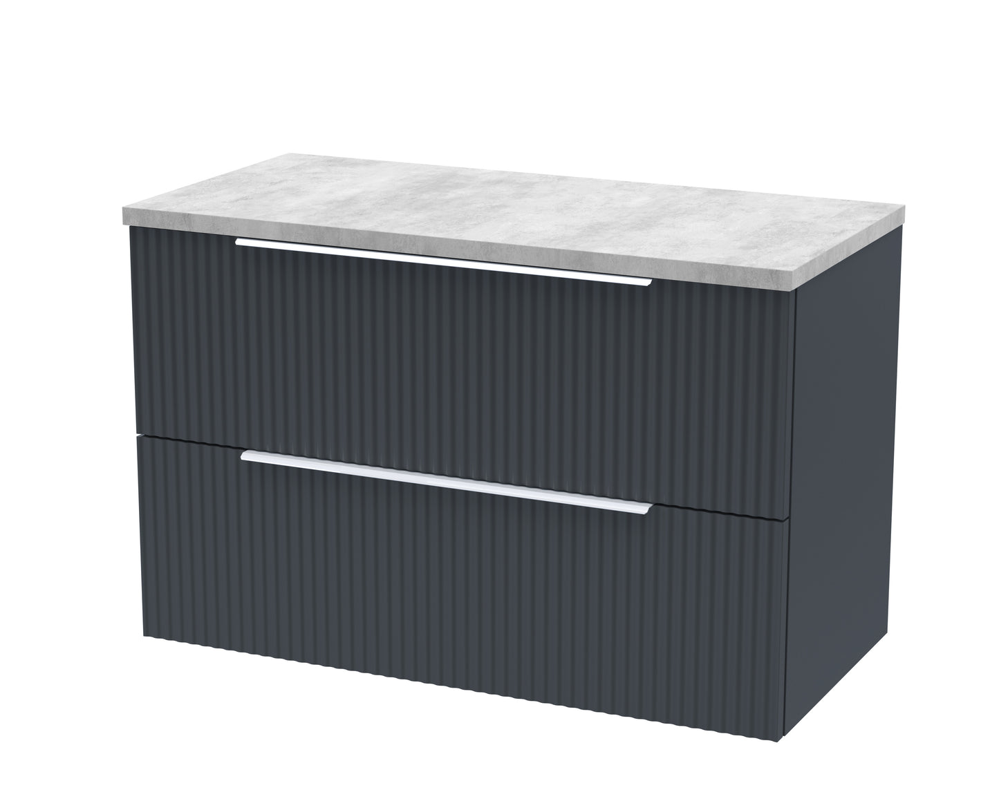 Hudson Reed Fluted 805mm Wall Hung 2-Drawer Vanity Unit With Laminate Top