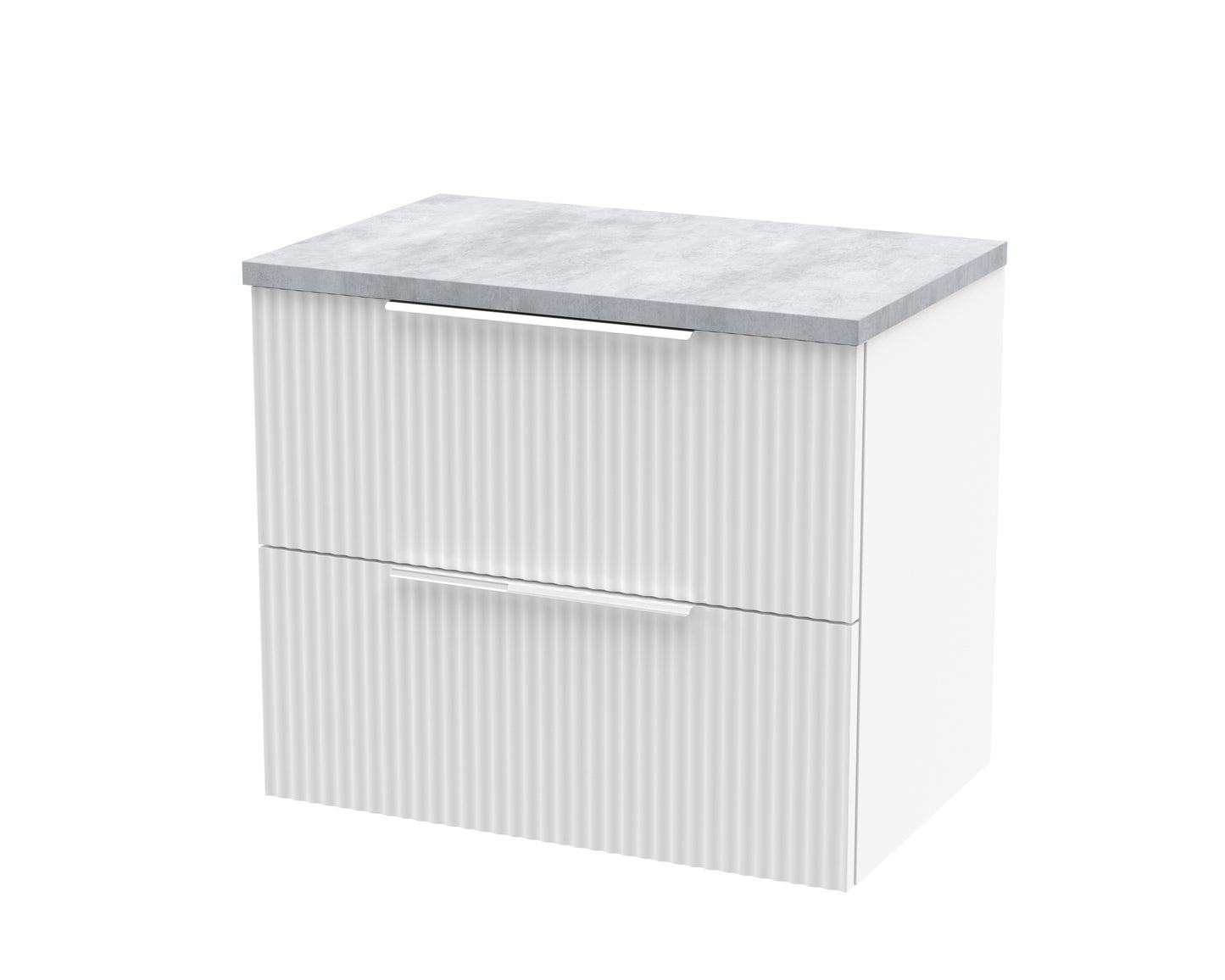 Hudson Reed Fluted 600mm Wall Hung 2-Drawer Vanity Unit With Laminate Worktop