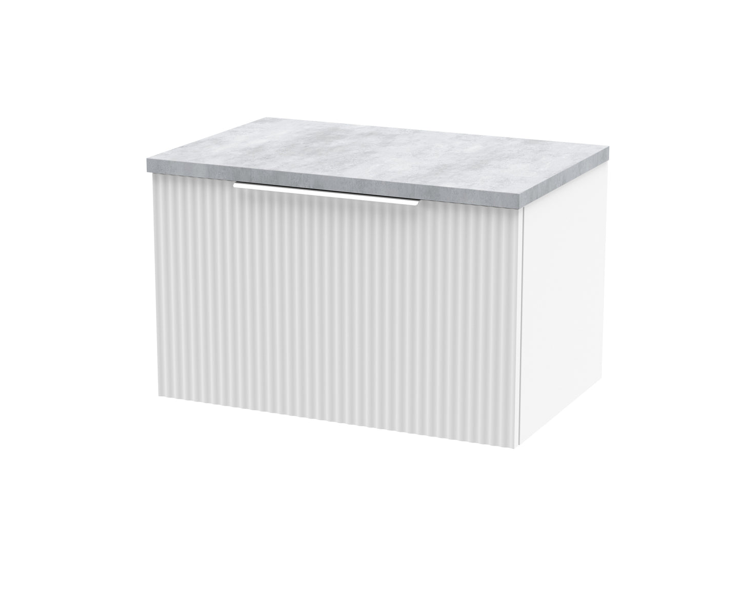 Hudson Reed Fluted 600mm Wall Hung Single Drawer Vanity Unit With Laminate Top & Finger Pull Handle