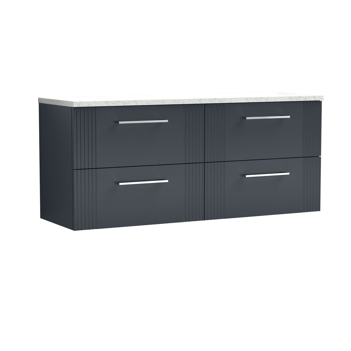 Nuie 1200mm Part Fluted Wall Hung 4-Drawer Vanity Unit With Laminate Worktop
