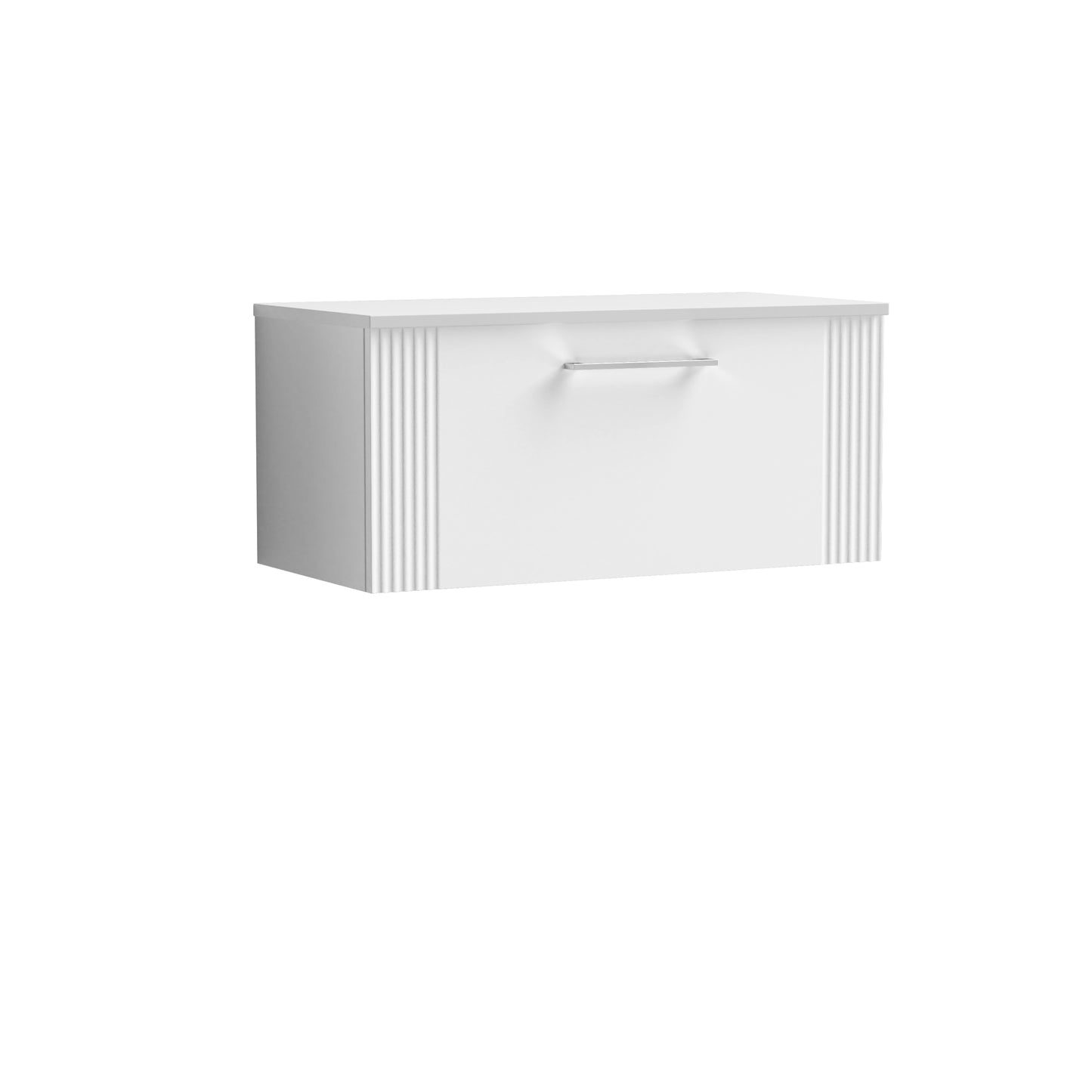 Nuie Deco 800mm Wall Hung Single Drawer Vanity & Worktop With Chrome Handles