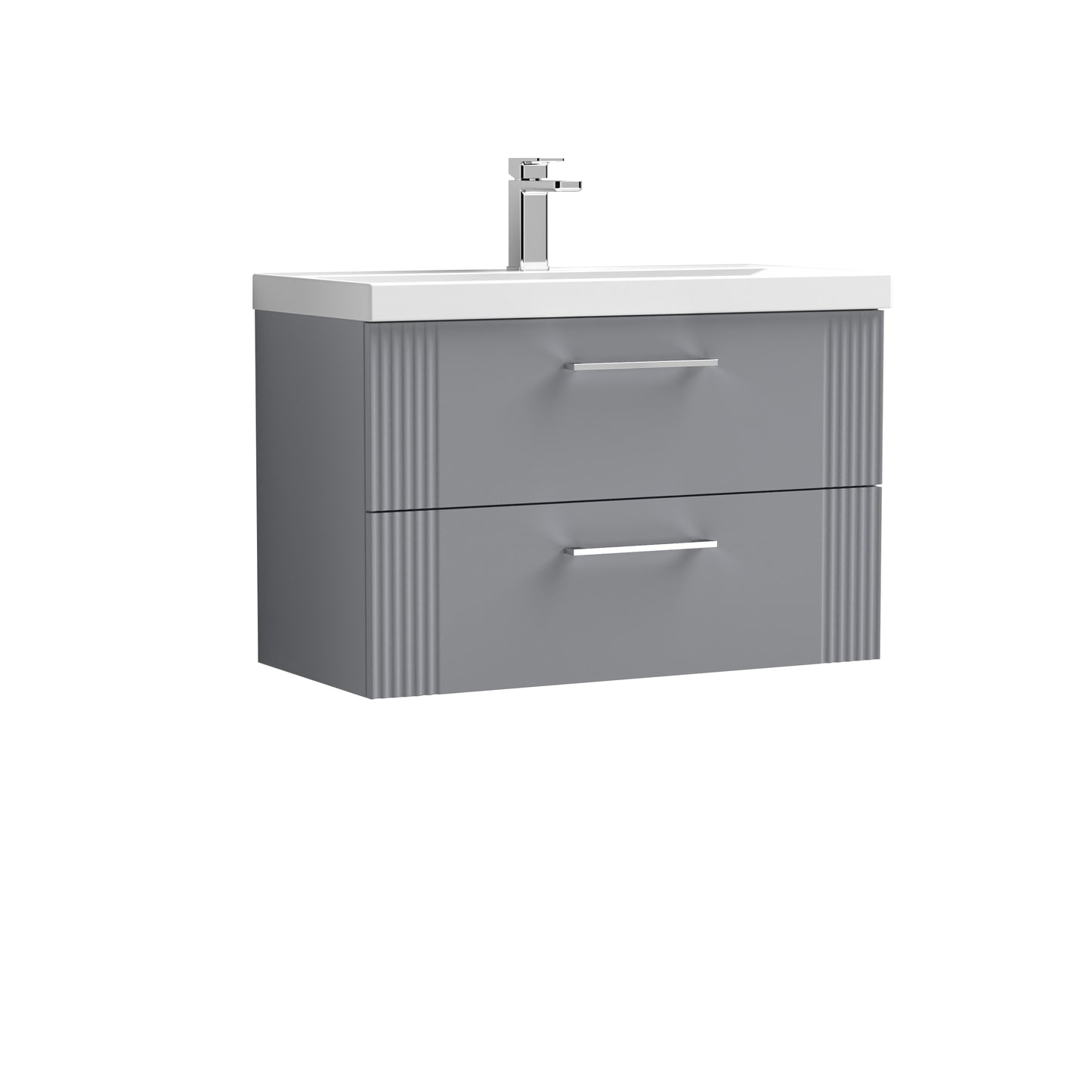 Nuie Deco 800mm Wall Hung 2-Drawer Vanity Unit with Basin & Chrome Handles