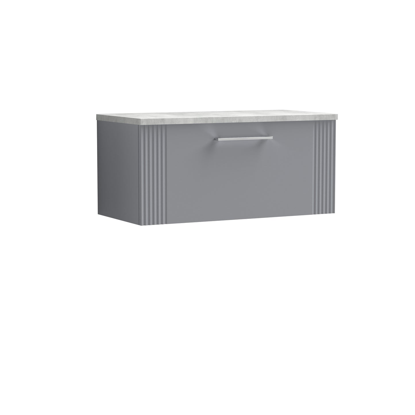 Nuie Art Deco 800mm Wall Hung Single Drawer Vanity With Laminate Top & Chrome Handles