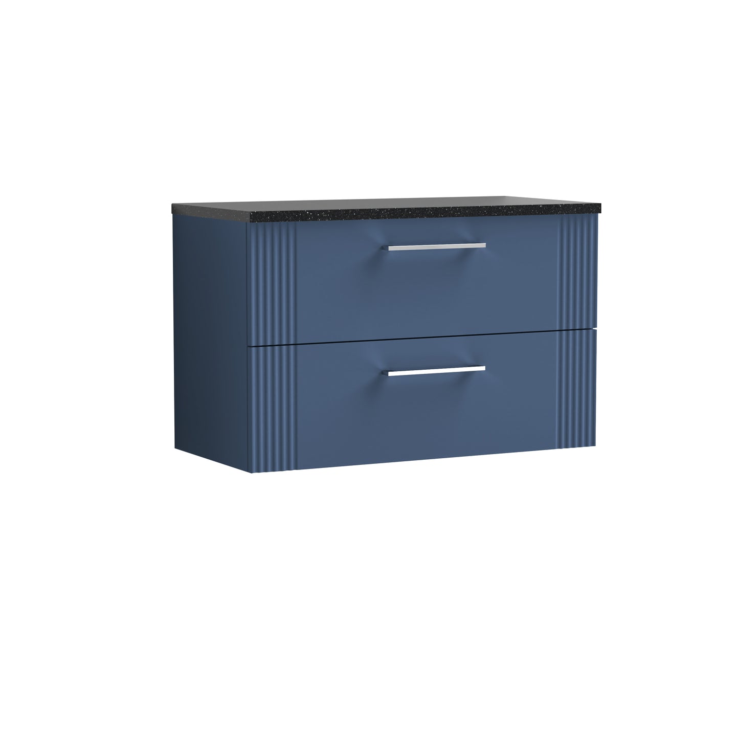 Nuie Deco 800mm Wall Hung 2-Drawer Vanity Unit with Laminate Top with Chrome Handles