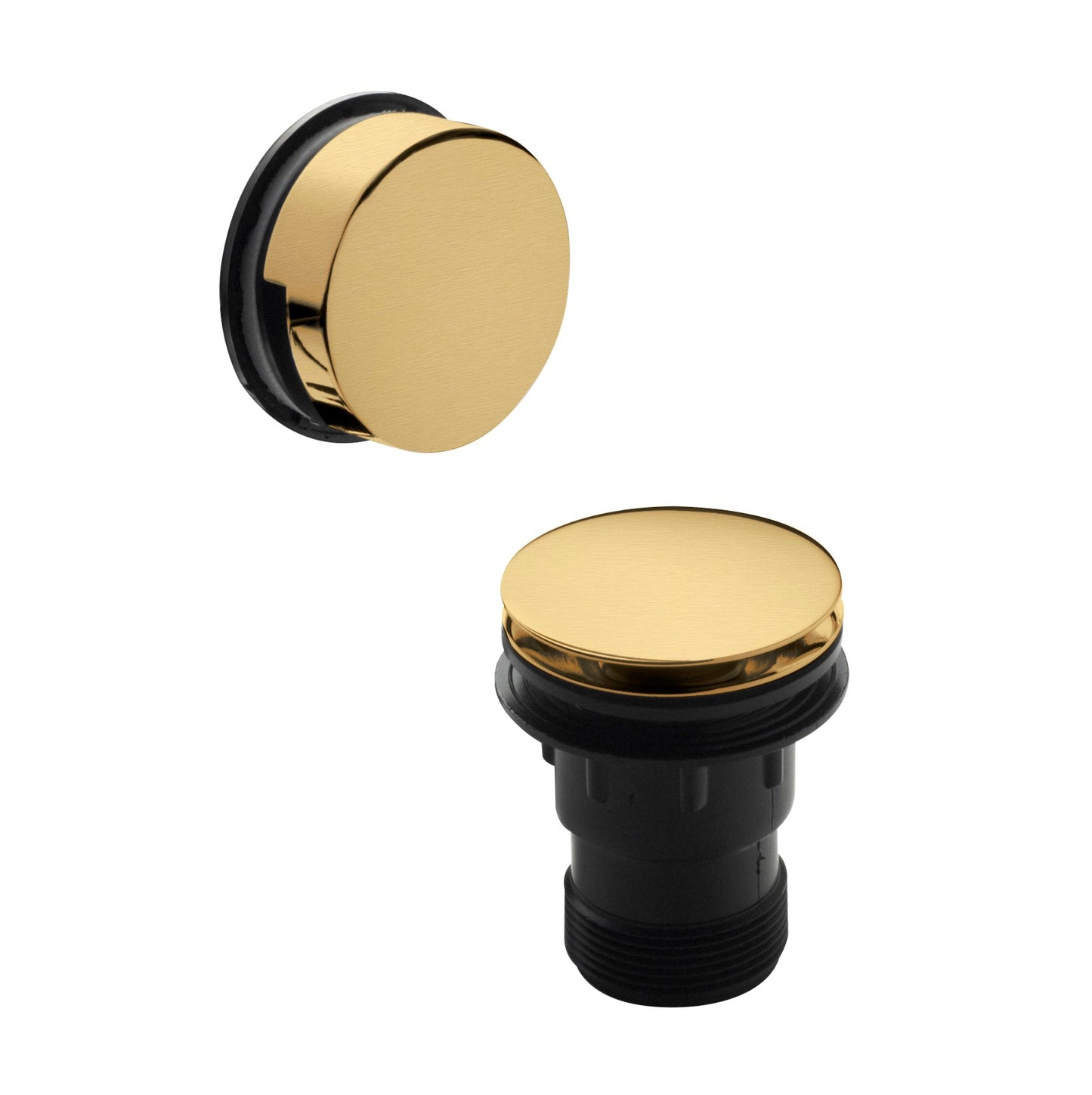 Nuie Brushed Brass Inset Bath Push Button Waste