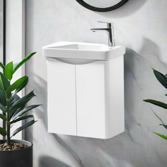 Arc 500mm Wall Mounted 2 Door Cloakroom Unit & Basin by Kartell