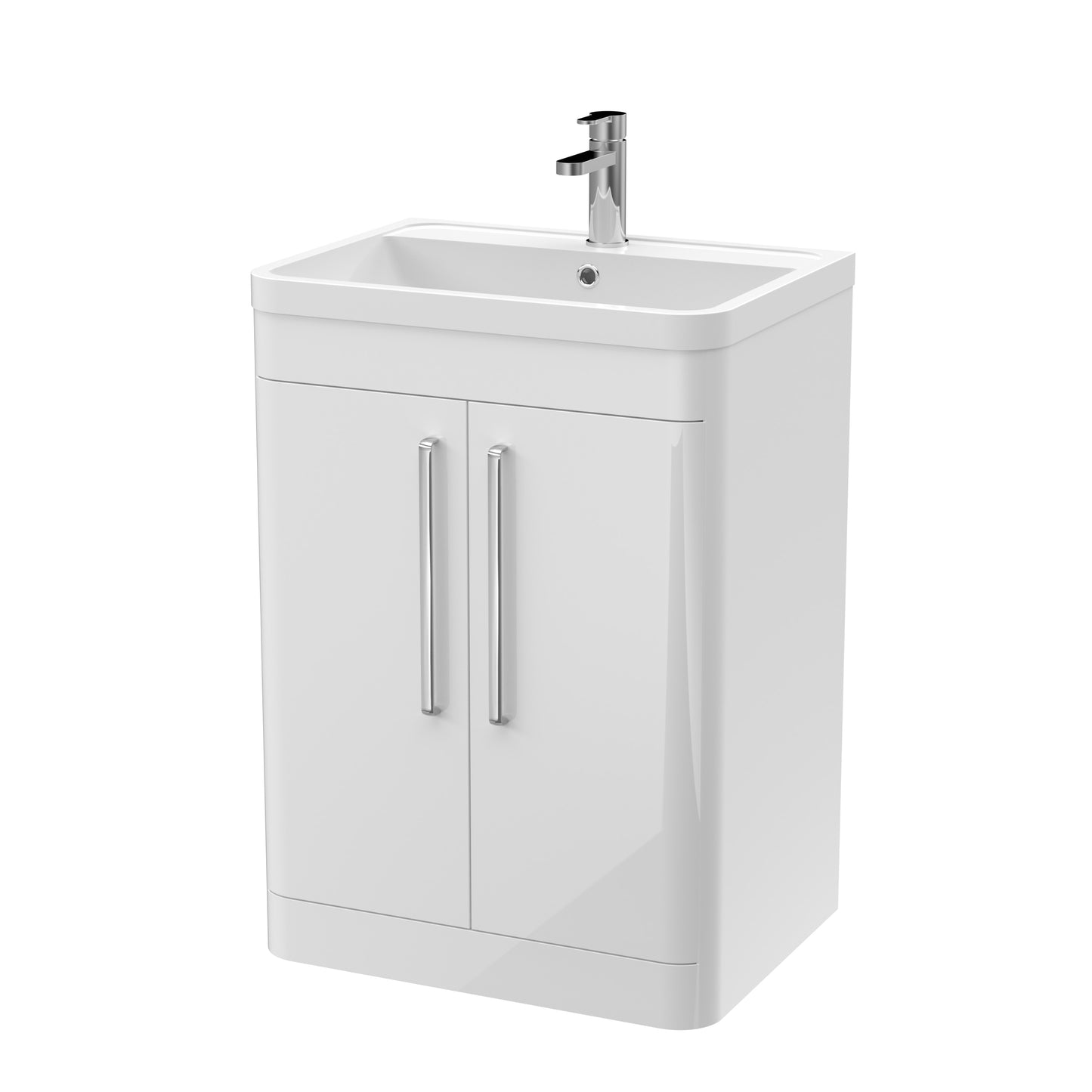 Nuie 600mm 2 Door Floor Standing Vanity Unit With Polymarble Basin