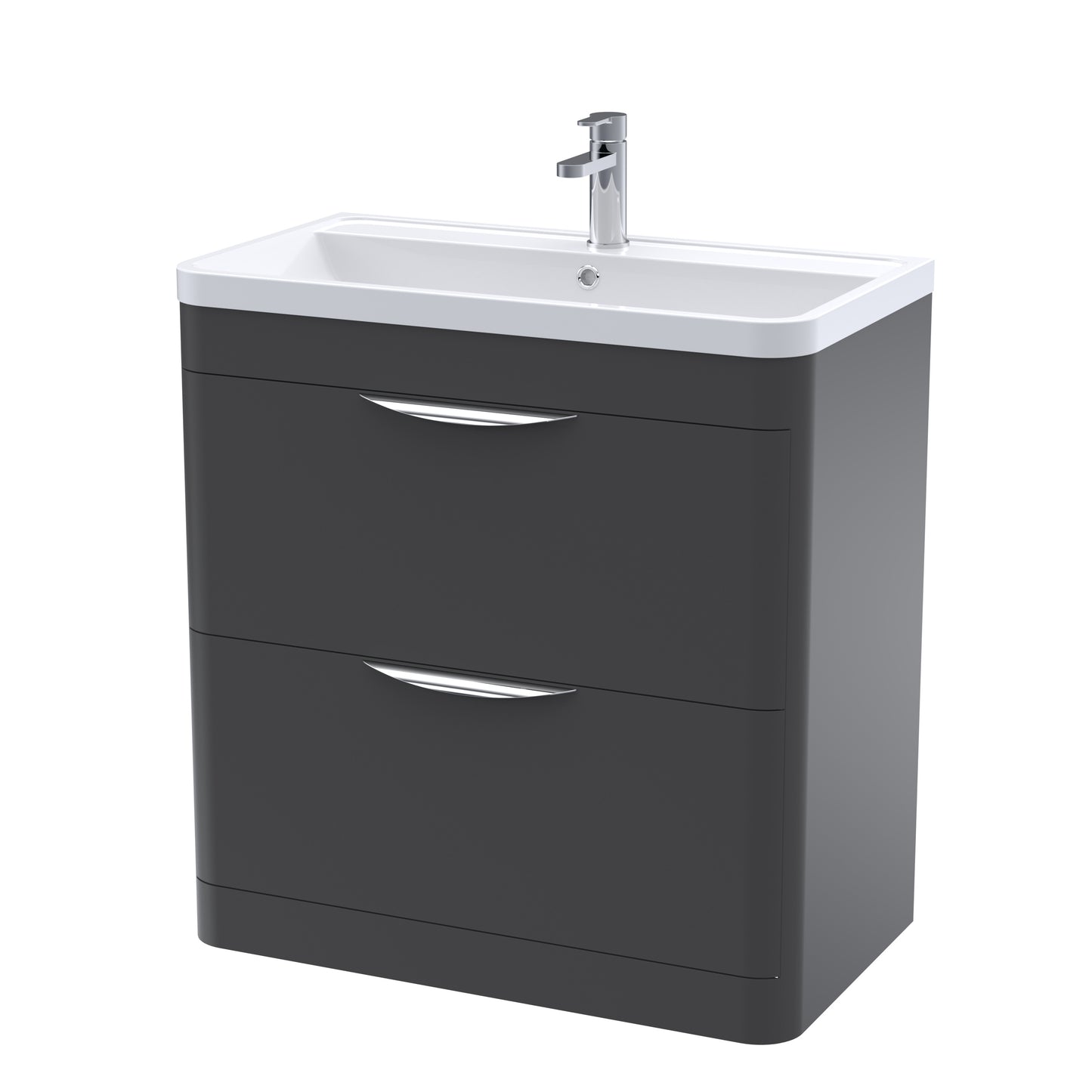 Parade Floor Standing 2 Drawer Vanity Basin Unit & Polymarble Basin, 800mm