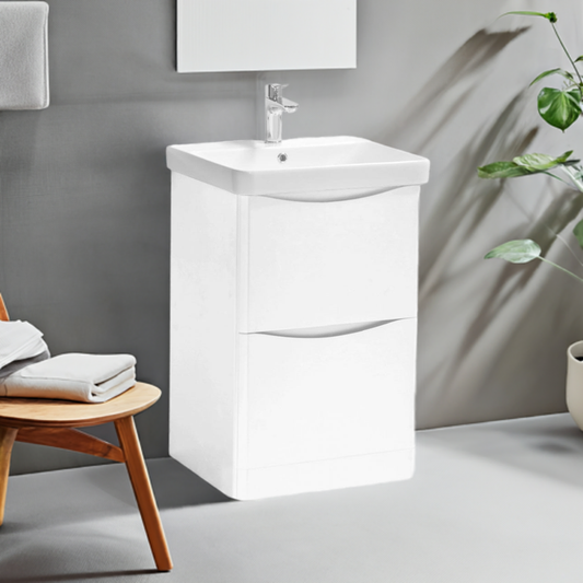 Arc 500mm Floor Standing 2 Drawer Unit & Basin by Kartell