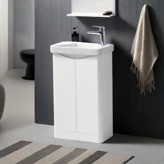 Arc 500mm Floor Standing 2 Door Cloakroom Unit & Basin by Kartell