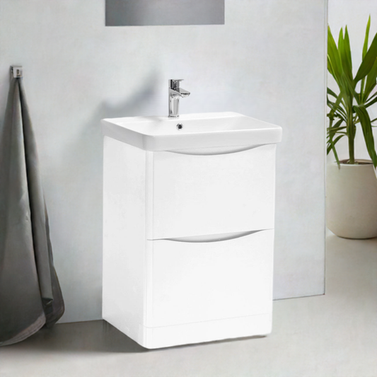 Arc 600mm Floor Standing 2 Drawer Unit & Basin by Kartell