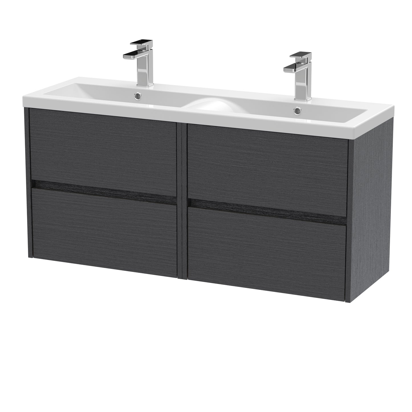 Havana 1200mm Wall Hung 4 Drawer Unit with Double Ceramic Basin by Nuie
